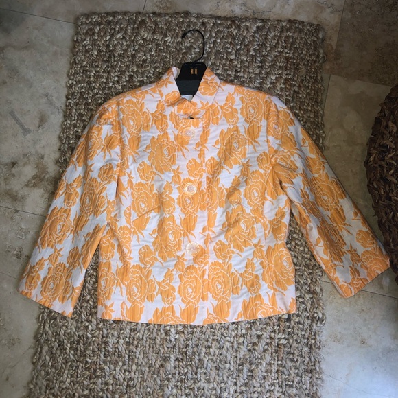 WALTER short blazer pale orange and cream print 6